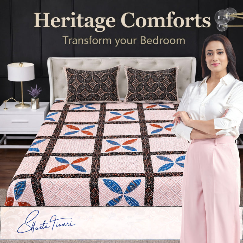 MAGICAL 240 TC King Size Cotton Flat Bedsheet with 2 Pillow Covers (Multicolor)