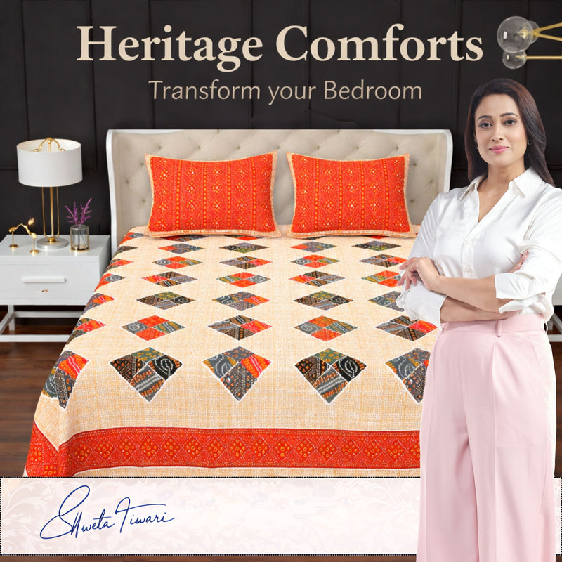 MAGICAL 240 TC King Size Cotton Flat Bedsheet with 2 Pillow Covers (Multicolor)