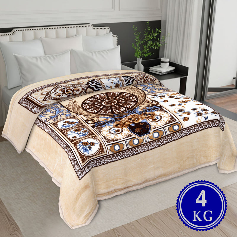 Luxury Modern Printed King Blanket 4 kg Double Layer (Multi-Color)