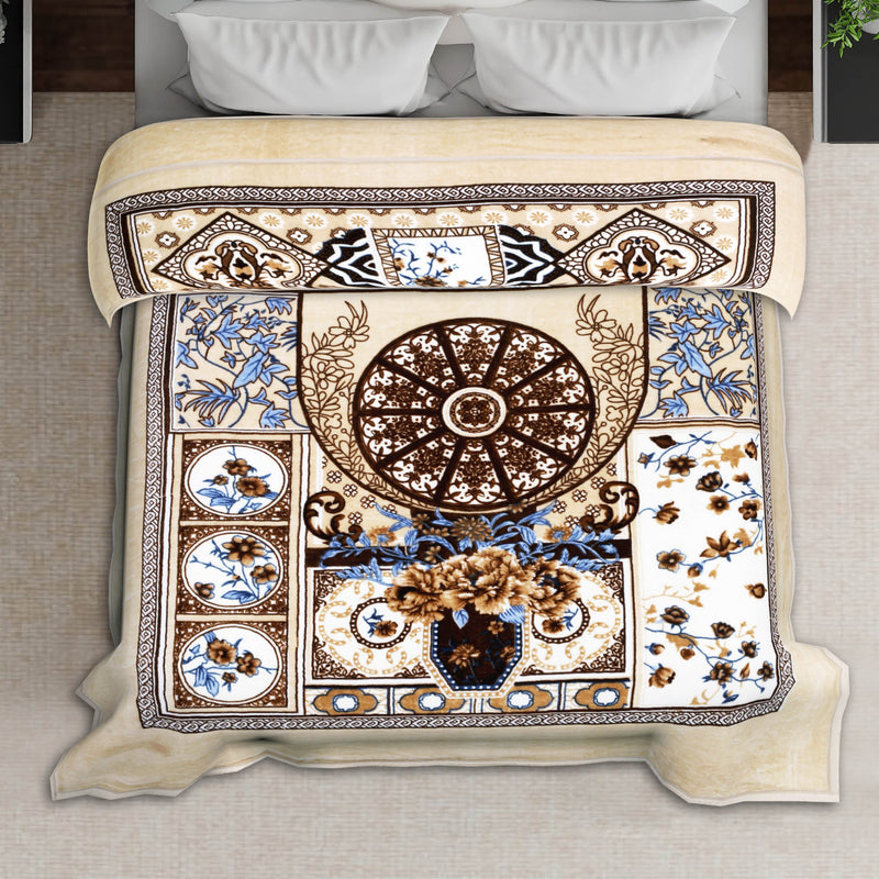 Luxury Modern Printed King Blanket 4 kg Double Layer (Multi-Color)