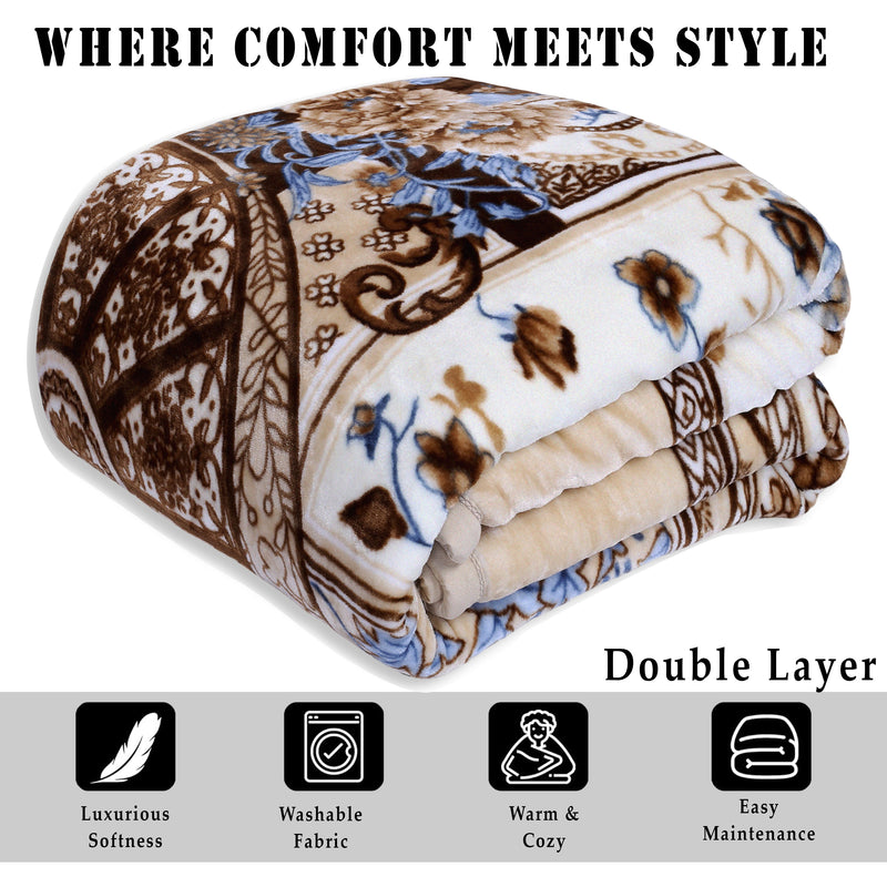 Luxury Modern Printed King Blanket 4 kg Double Layer (Multi-Color)