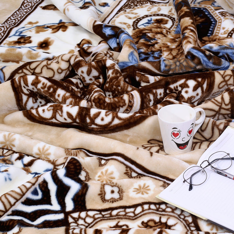 Luxury Modern Printed King Blanket 4 kg Double Layer (Multi-Color)