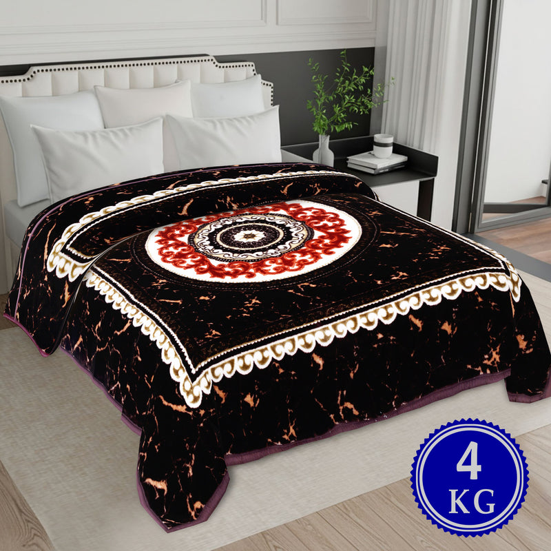Luxury Modern Printed King Blanket 4 kg Double Layer (Multi-Color)