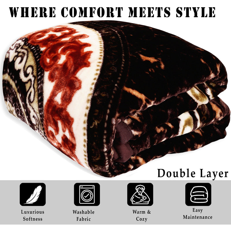 Luxury Modern Printed King Blanket 4 kg Double Layer (Multi-Color)