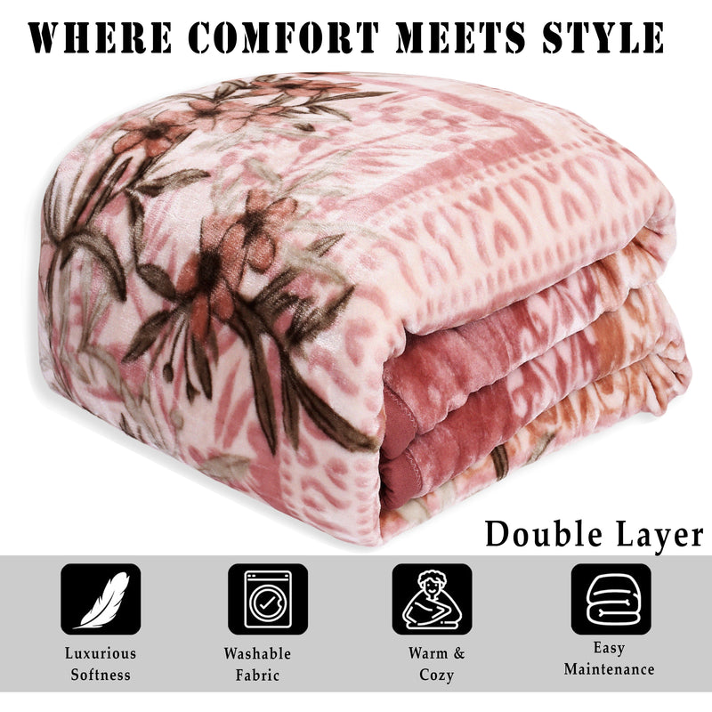 Luxury Modern Printed King Blanket 4 kg Double Layer (Multi-Color)