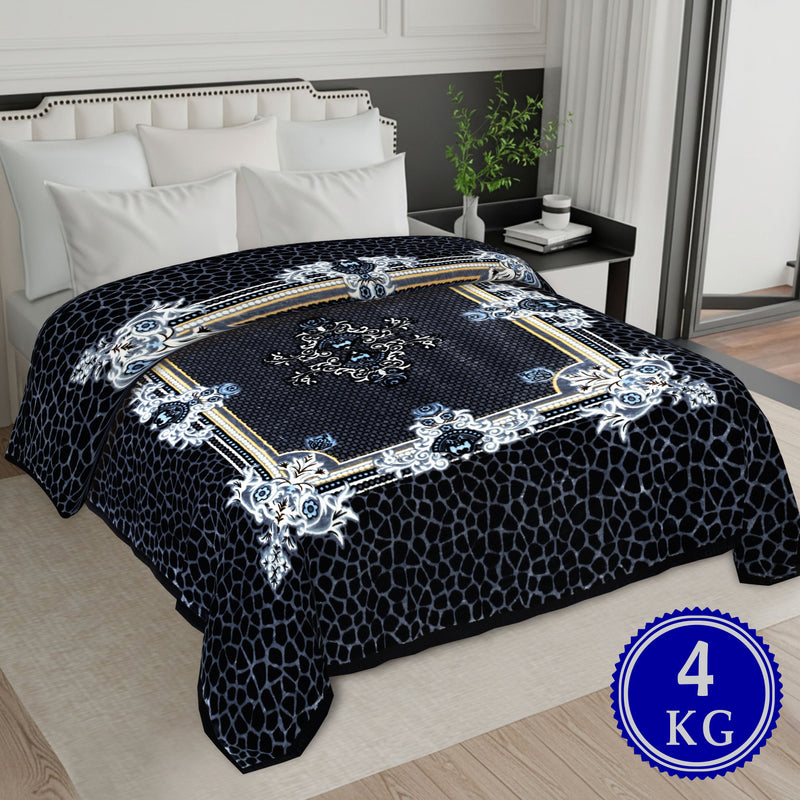 Luxury Modern Printed King Blanket 4 kg Double Layer (Multi-Color)