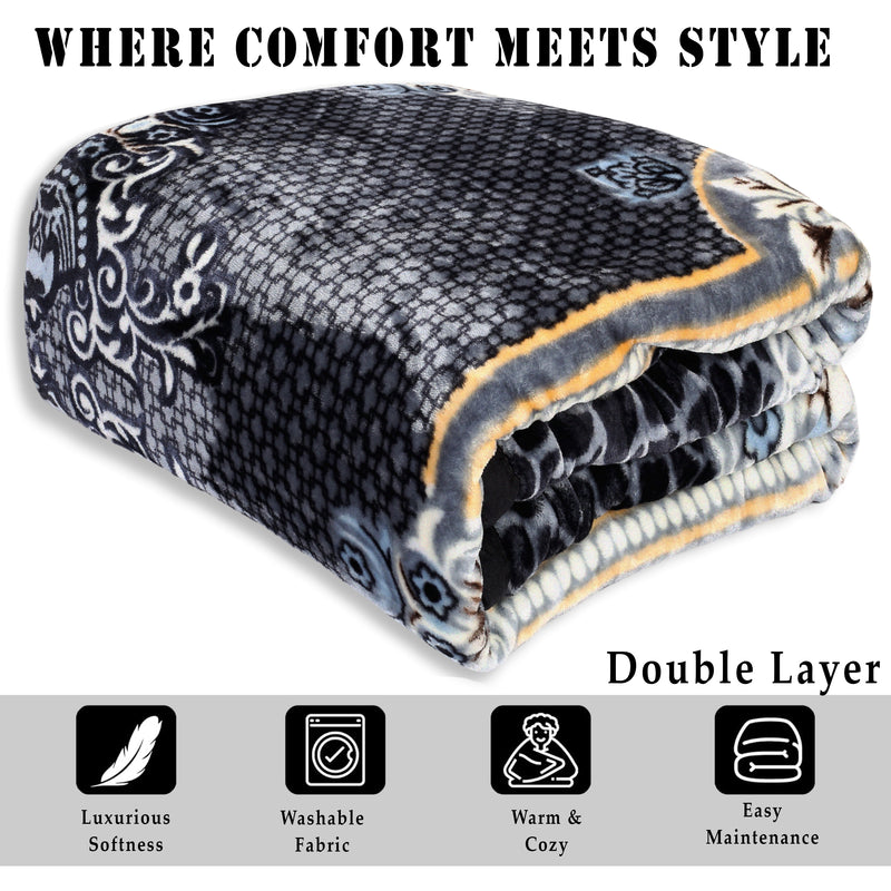 Luxury Modern Printed King Blanket 4 kg Double Layer (Multi-Color)