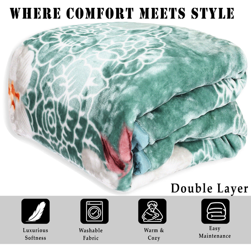 Luxury Modern Printed King Blanket 4 kg Double Layer (Multi-Color)