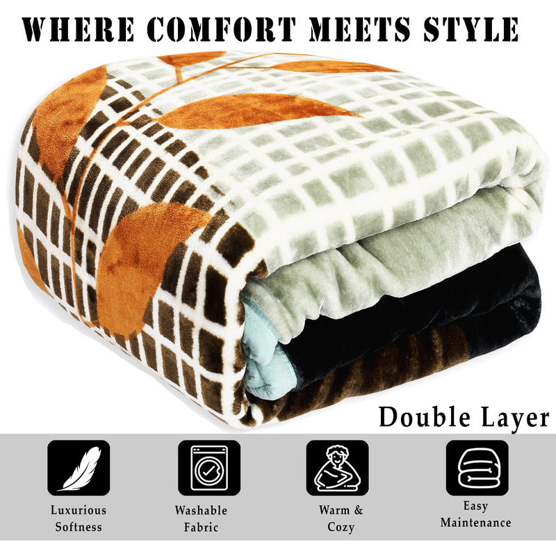 Luxury Modern Printed King Blanket 4 kg Double Layer (Multi-Color)