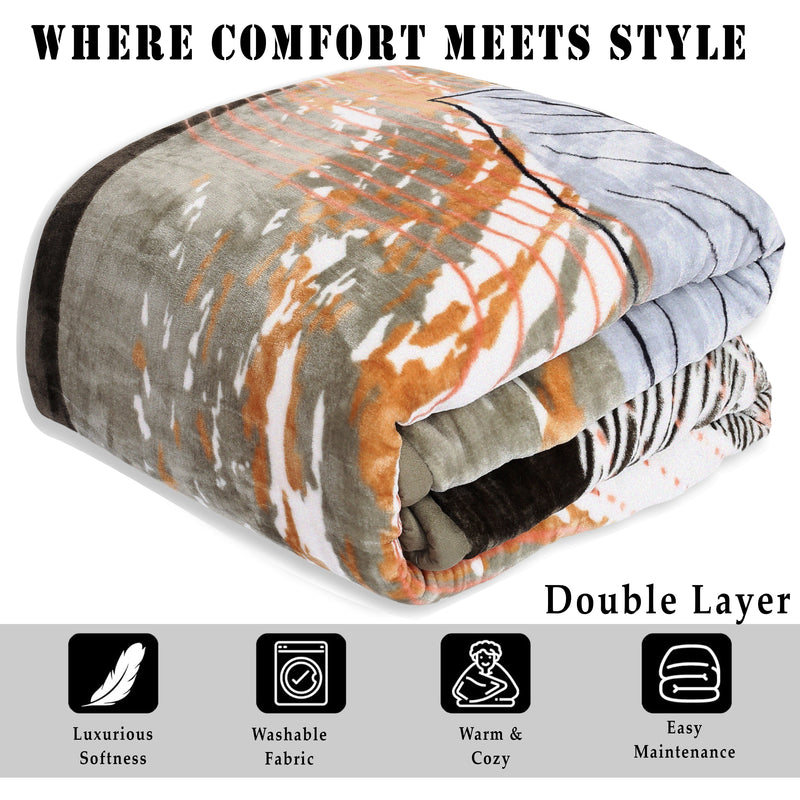 Luxury Modern Printed King Blanket 4 kg Double Layer (Multi-Color)