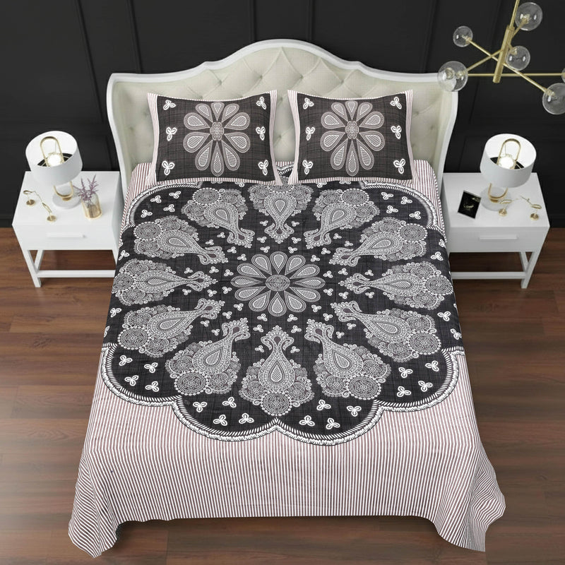 MAGICAL 240 TC King Size Cotton Flat Bedsheet with 2 Pillow Covers (Multicolor)