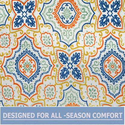 Premium Reversible Comforter for AC | Soft, Breathable & Fade-Resistant Bedding Set Ethnic Geometric Print