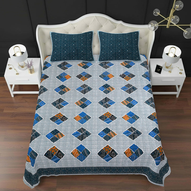 MAGICAL 240 TC King Size Cotton Flat Bedsheet with 2 Pillow Covers (Multicolor)