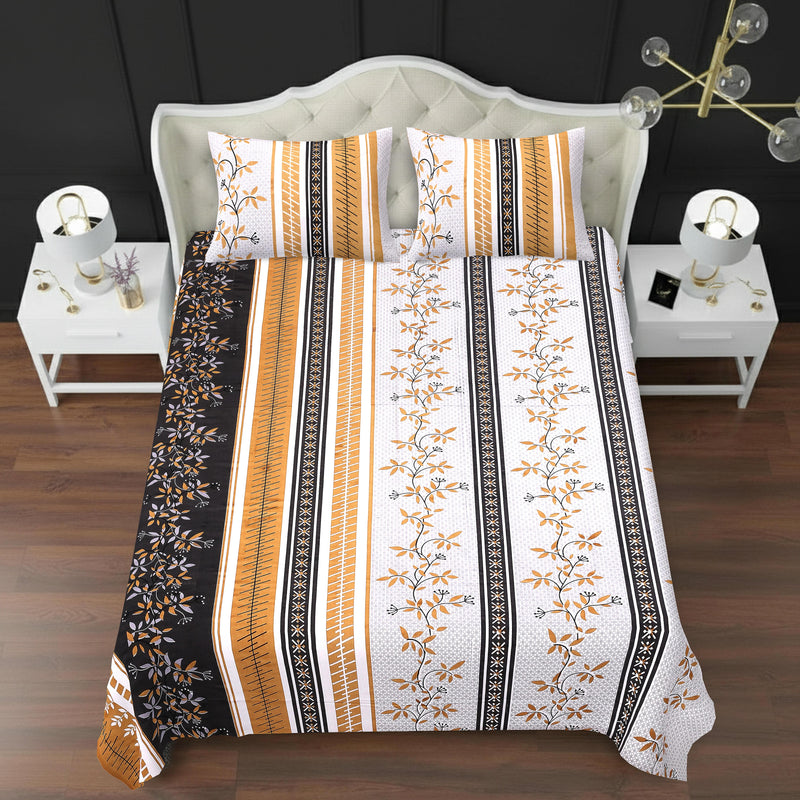 MAGICAL 240 TC King Size Cotton Flat Bedsheet with 2 Pillow Covers (Multicolor)