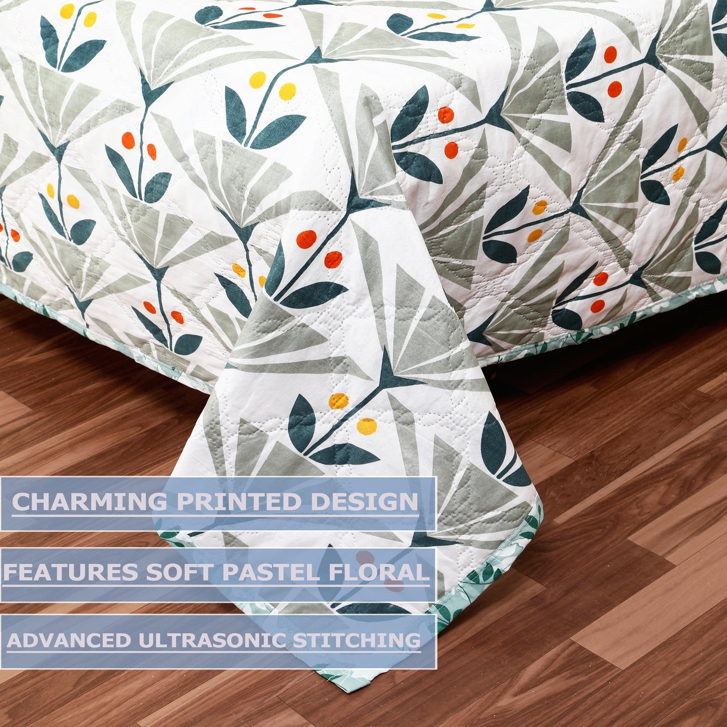 Premium Reversible Comforter for AC | Soft, Breathable & Fade-Resistant Bedding Set Green Leaf