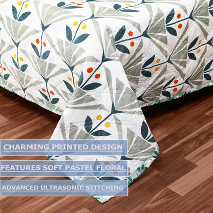 Premium Reversible Comforter for AC | Soft, Breathable & Fade-Resistant Bedding Set Green Leaf