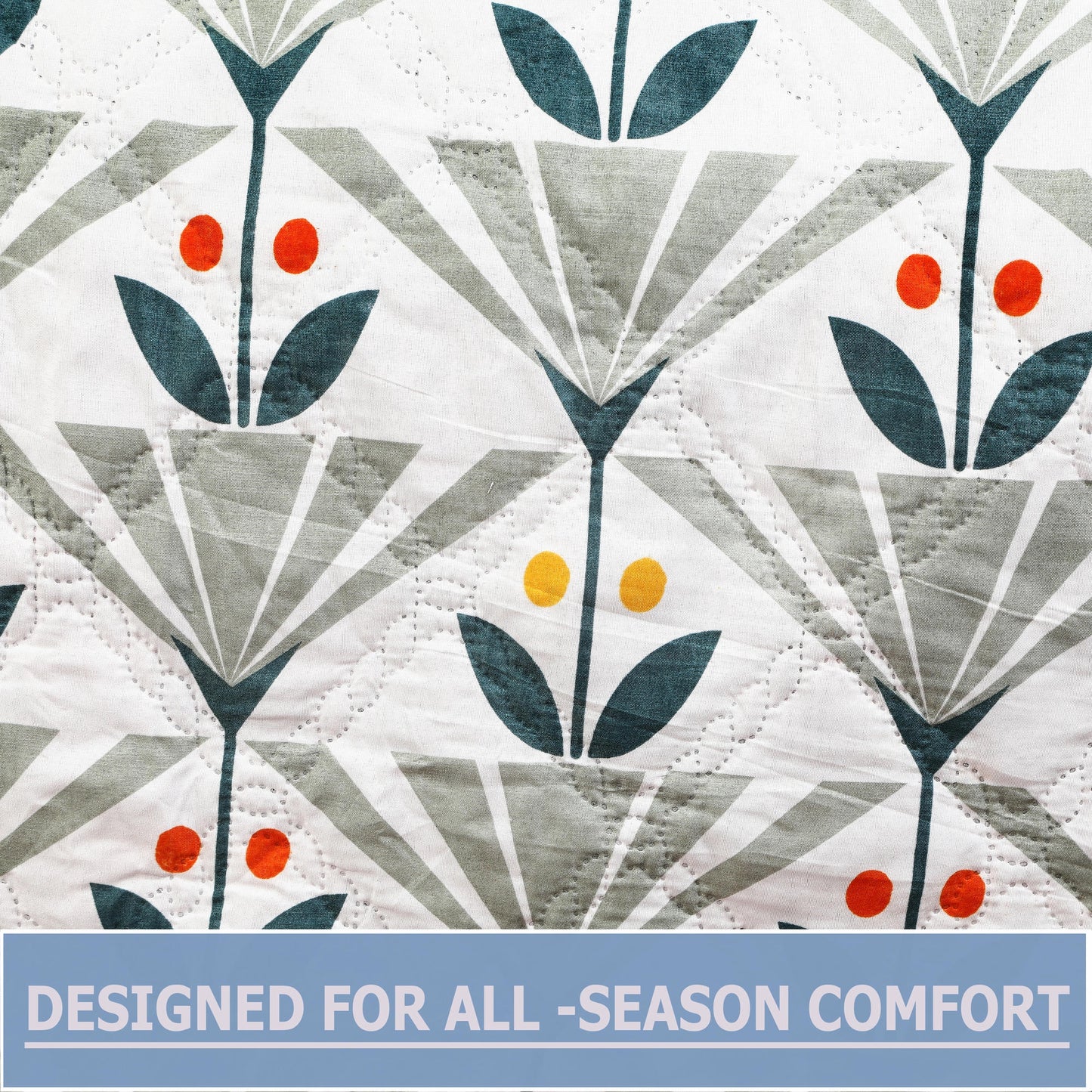 Premium Reversible Comforter for AC | Soft, Breathable & Fade-Resistant Bedding Set Green Leaf