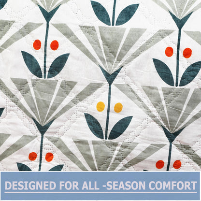 Premium Reversible Comforter for AC | Soft, Breathable & Fade-Resistant Bedding Set Green Leaf