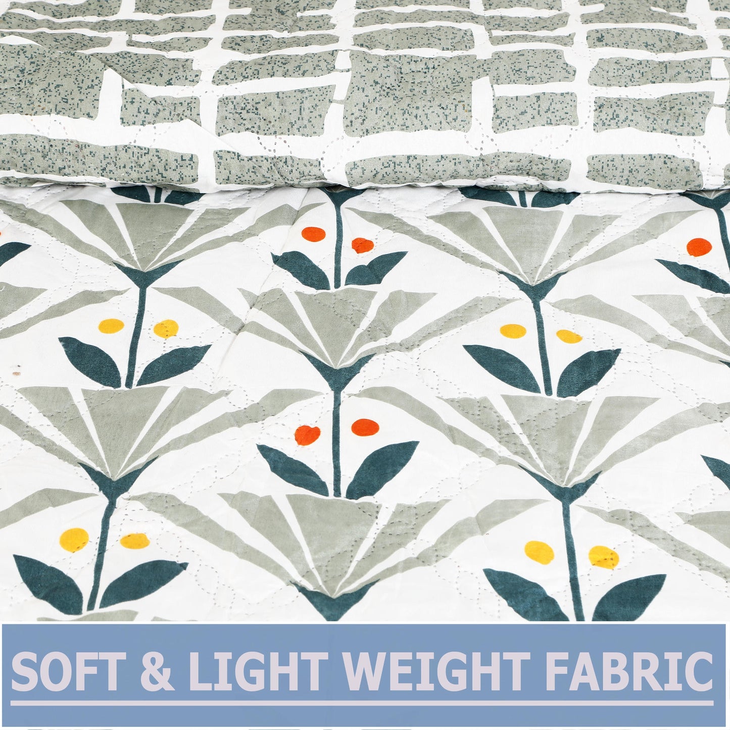 Premium Reversible Comforter for AC | Soft, Breathable & Fade-Resistant Bedding Set Green Leaf