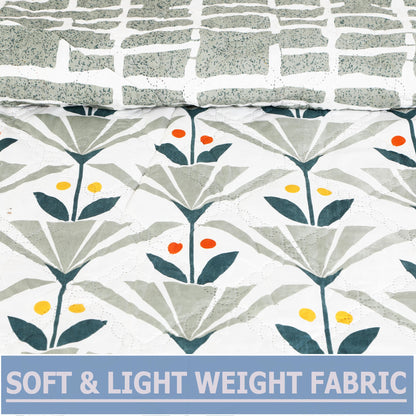 Premium Reversible Comforter for AC | Soft, Breathable & Fade-Resistant Bedding Set Green Leaf
