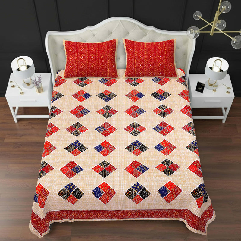 MAGICAL 240 TC King Size Cotton Flat Bedsheet with 2 Pillow Covers (Multicolor)