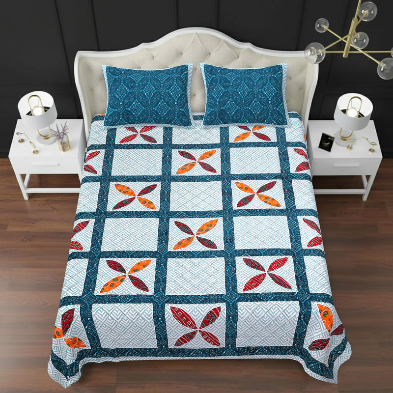 MAGICAL 240 TC King Size Cotton Flat Bedsheet with 2 Pillow Covers (Multicolor)