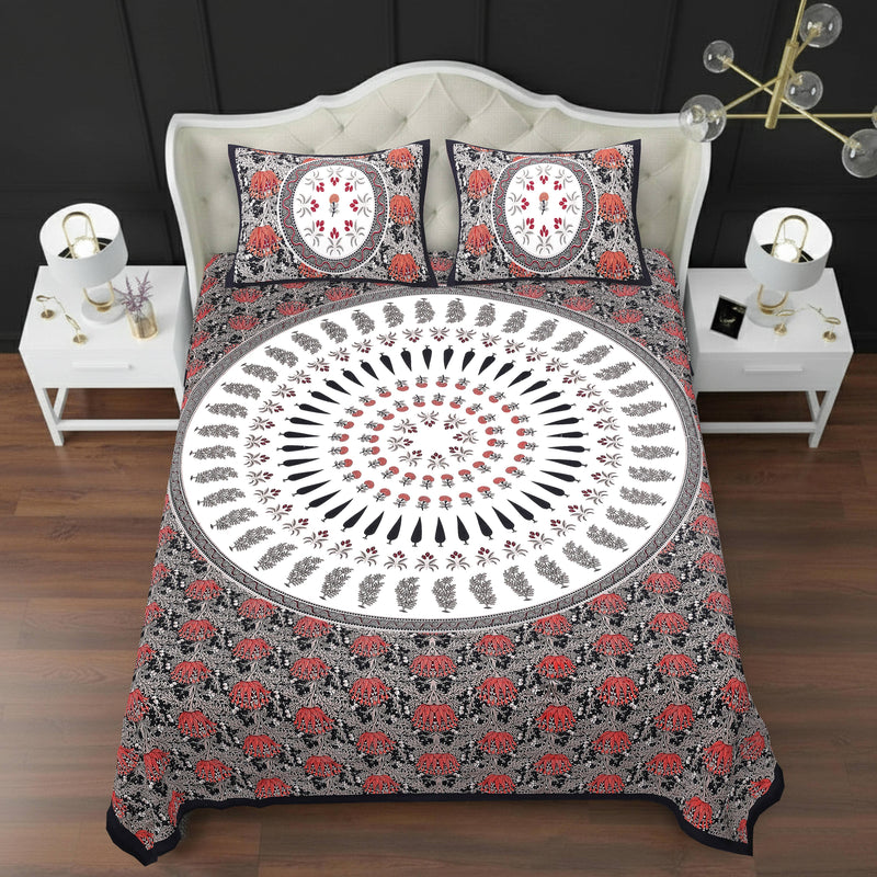 MAGICAL 240 TC King Size Cotton Flat Bedsheet with 2 Pillow Covers (Multicolor)