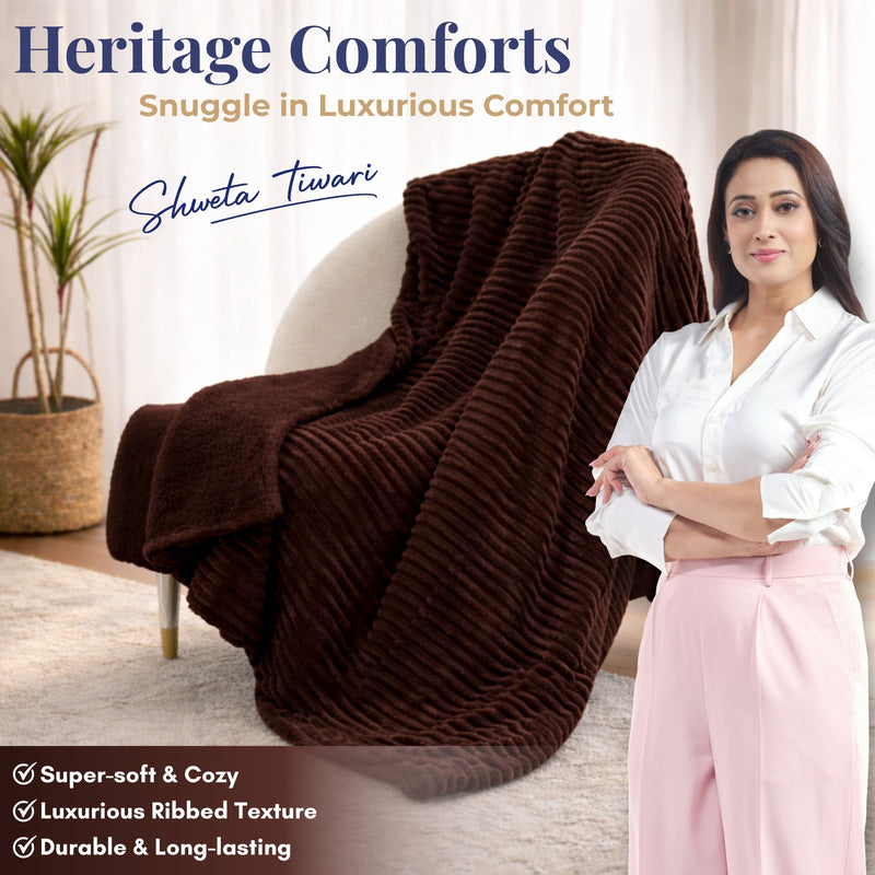 Heritage Luxurious Pencil Textured Blanket (Brown)