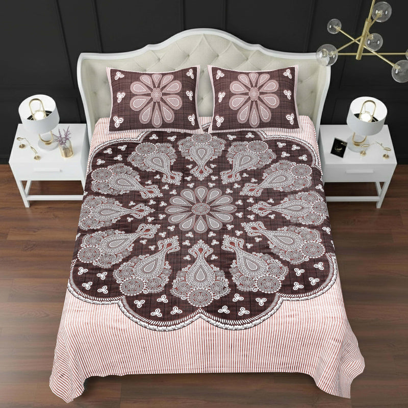 MAGICAL 240 TC King Size Cotton Flat Bedsheet with 2 Pillow Covers (Multicolor)