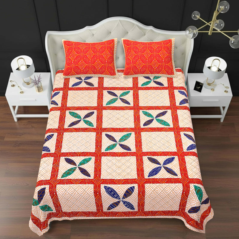 MAGICAL 240 TC King Size Cotton Flat Bedsheet with 2 Pillow Covers (Multicolor)