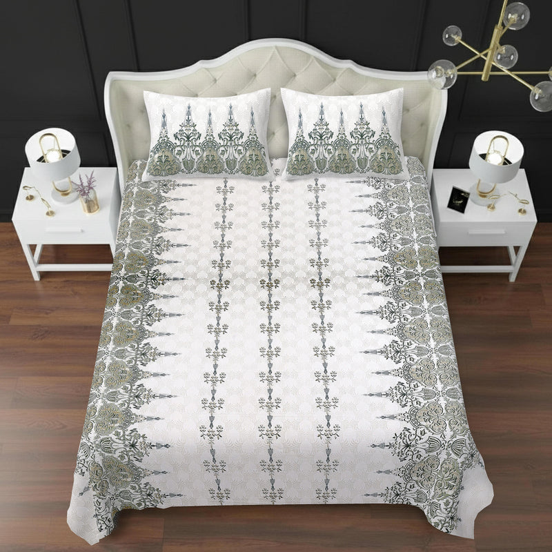 MAGICAL 240 TC King Size Cotton Flat Bedsheet with 2 Pillow Covers (Multicolor)