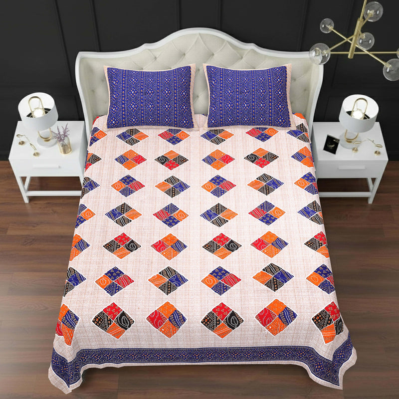 MAGICAL 240 TC King Size Cotton Flat Bedsheet with 2 Pillow Covers (Multicolor)