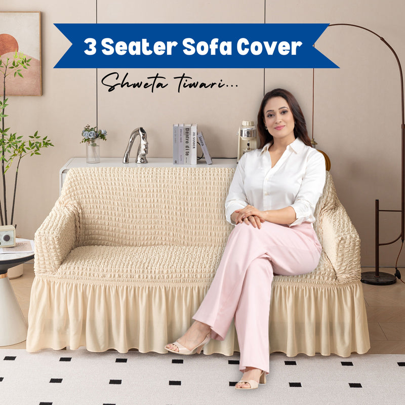 Premium Bubble Frill 3-Seater Sofa Cover