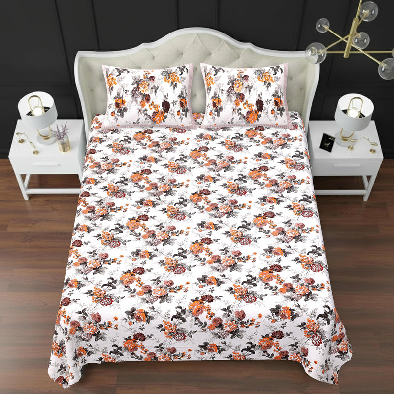 MAGICAL 240 TC King Size Cotton Flat Bedsheet with 2 Pillow Covers (Multicolor)