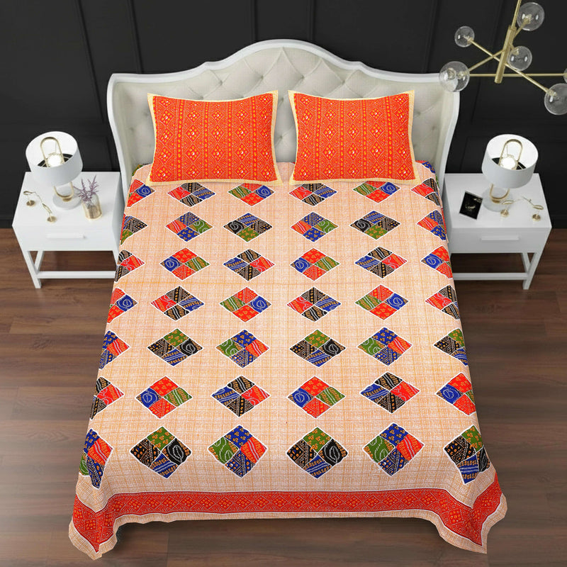 MAGICAL 240 TC King Size Cotton Flat Bedsheet with 2 Pillow Covers (Multicolor)