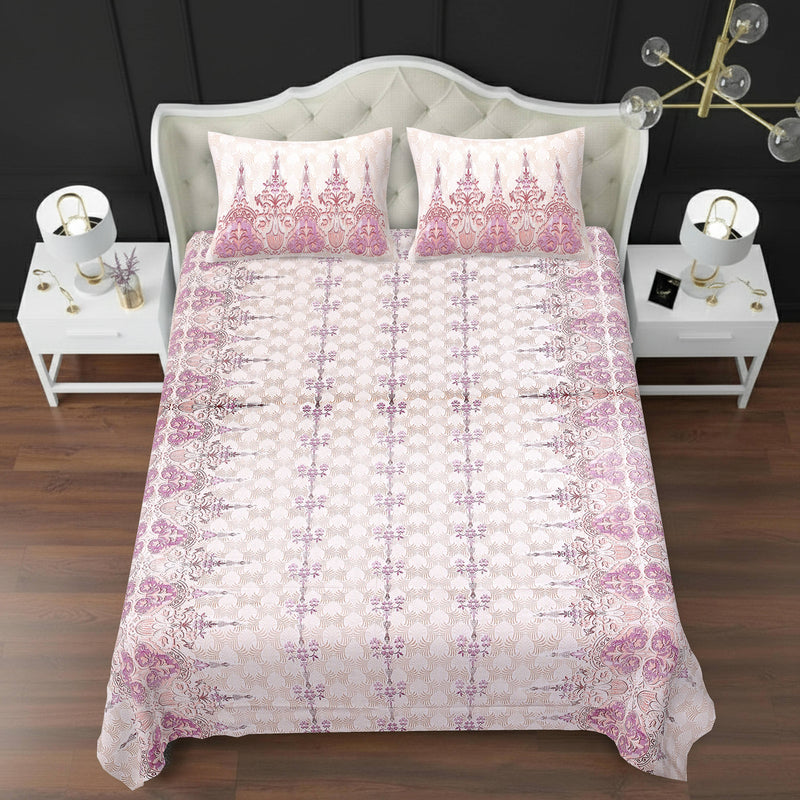 MAGICAL 240 TC King Size Cotton Flat Bedsheet with 2 Pillow Covers (Multicolor)