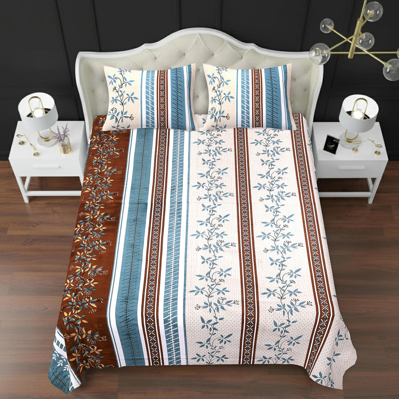 MAGICAL 240 TC King Size Cotton Flat Bedsheet with 2 Pillow Covers (Multicolor)