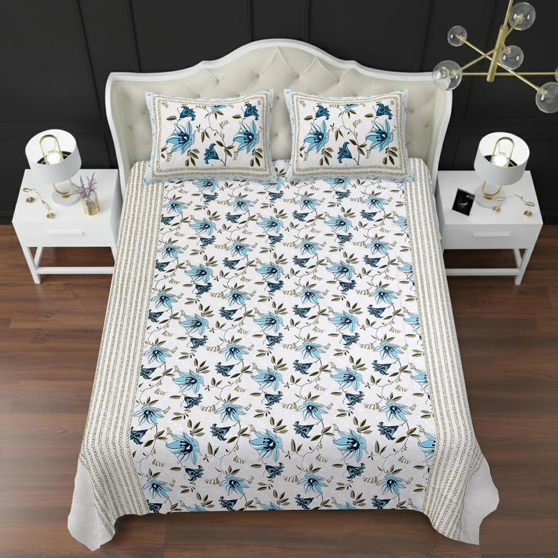 MAGICAL 240 TC King Size Cotton Flat Bedsheet with 2 Pillow Covers (Multicolor)