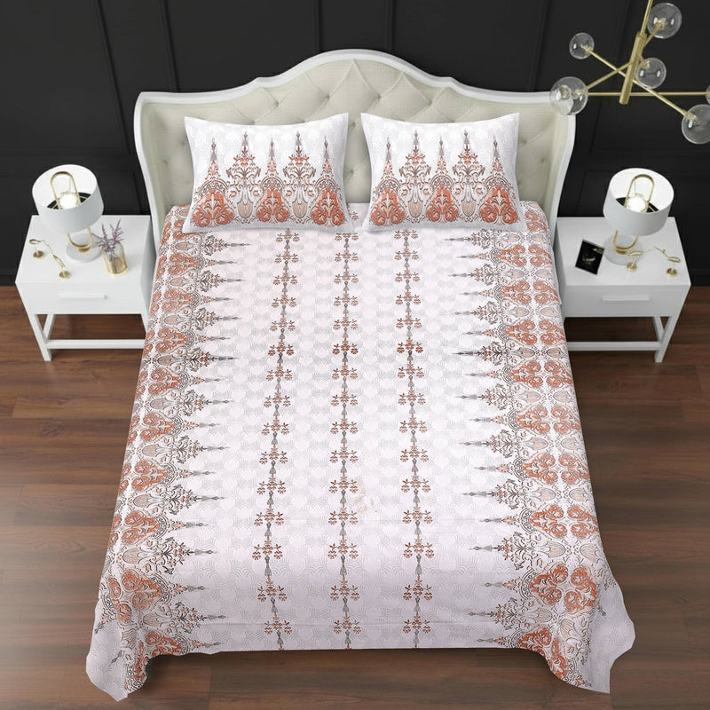 MAGICAL 240 TC King Size Cotton Flat Bedsheet with 2 Pillow Covers (Multicolor)