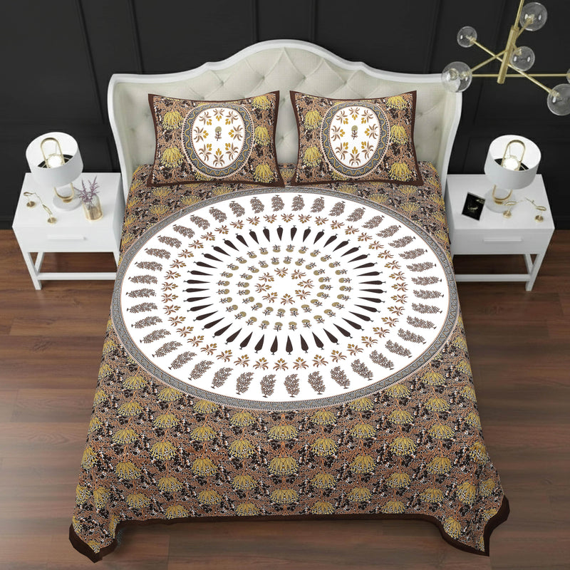 MAGICAL 240 TC King Size Cotton Flat Bedsheet with 2 Pillow Covers (Multicolor)