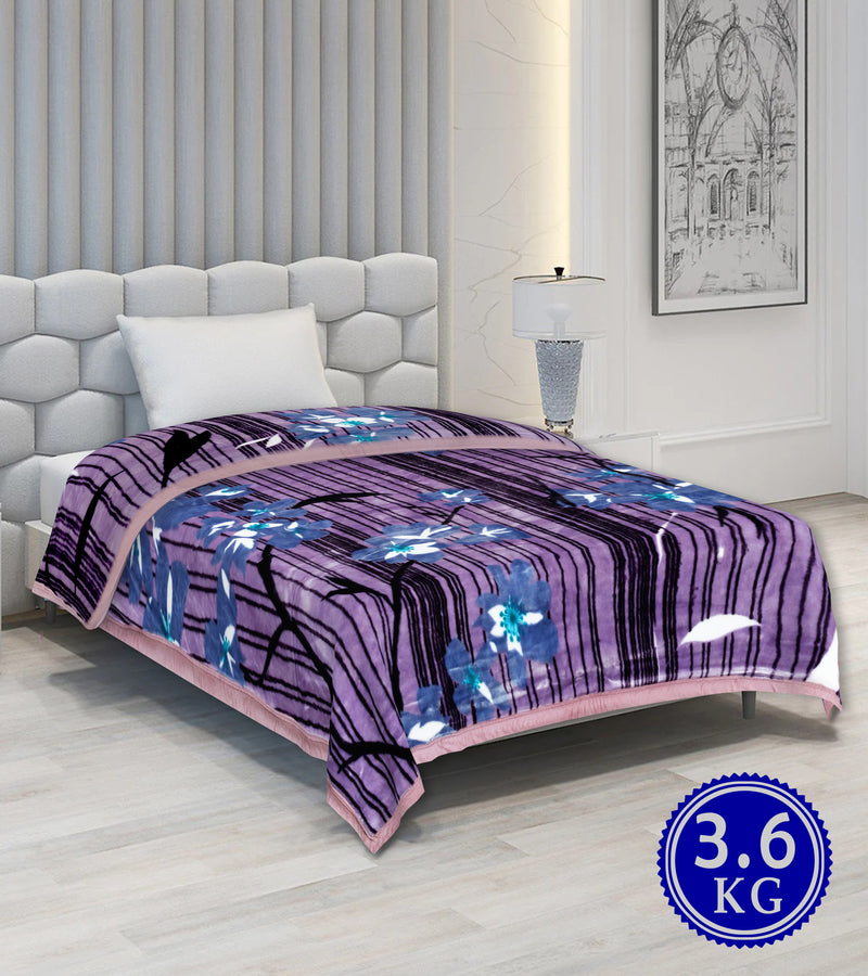 Luxury Modern Printed Single Blanket 3.6 kg Double Layer (Multi-Color)