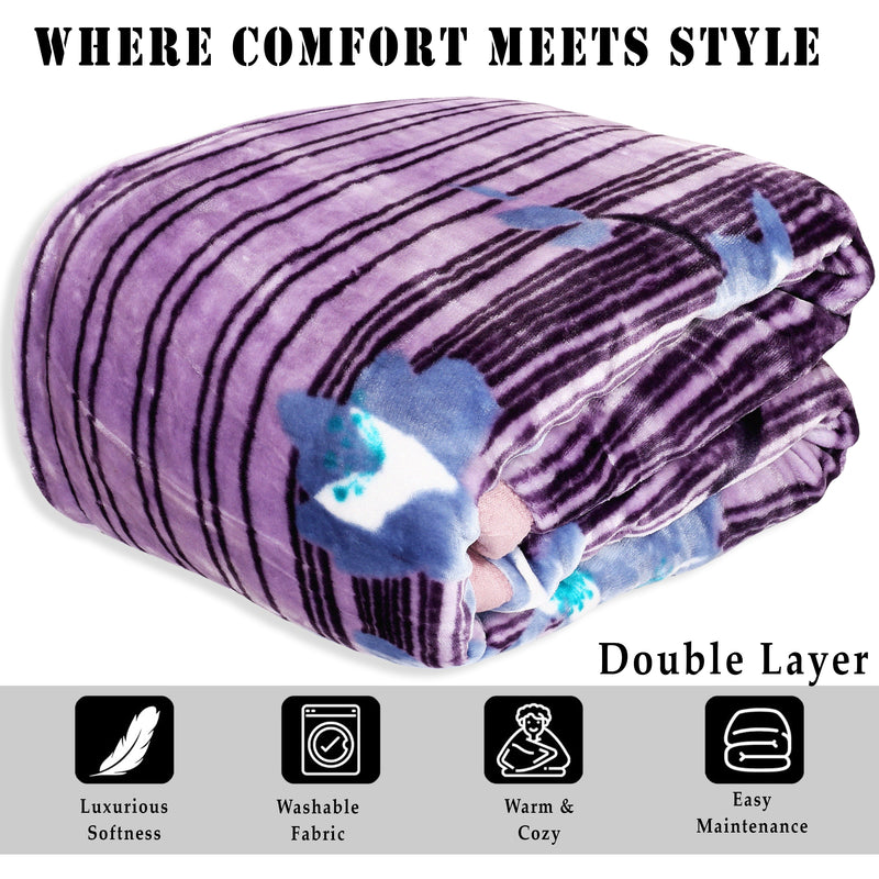 Luxury Modern Printed Single Blanket 3.6 kg Double Layer (Multi-Color)