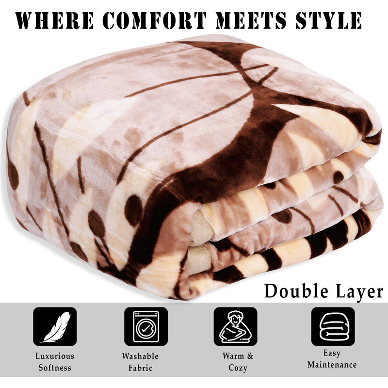 Luxury Modern Printed Single Blanket 3.6 kg Double Layer (Multi-Color)
