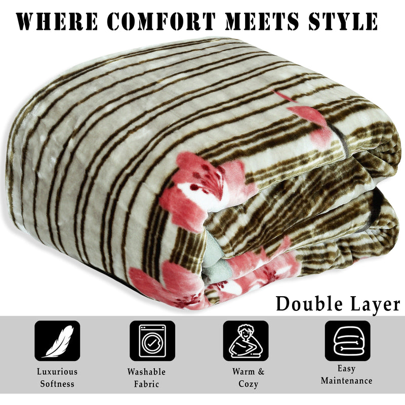 Luxury Modern Printed Single Blanket 3.6 kg Double Layer (Multi-Color)