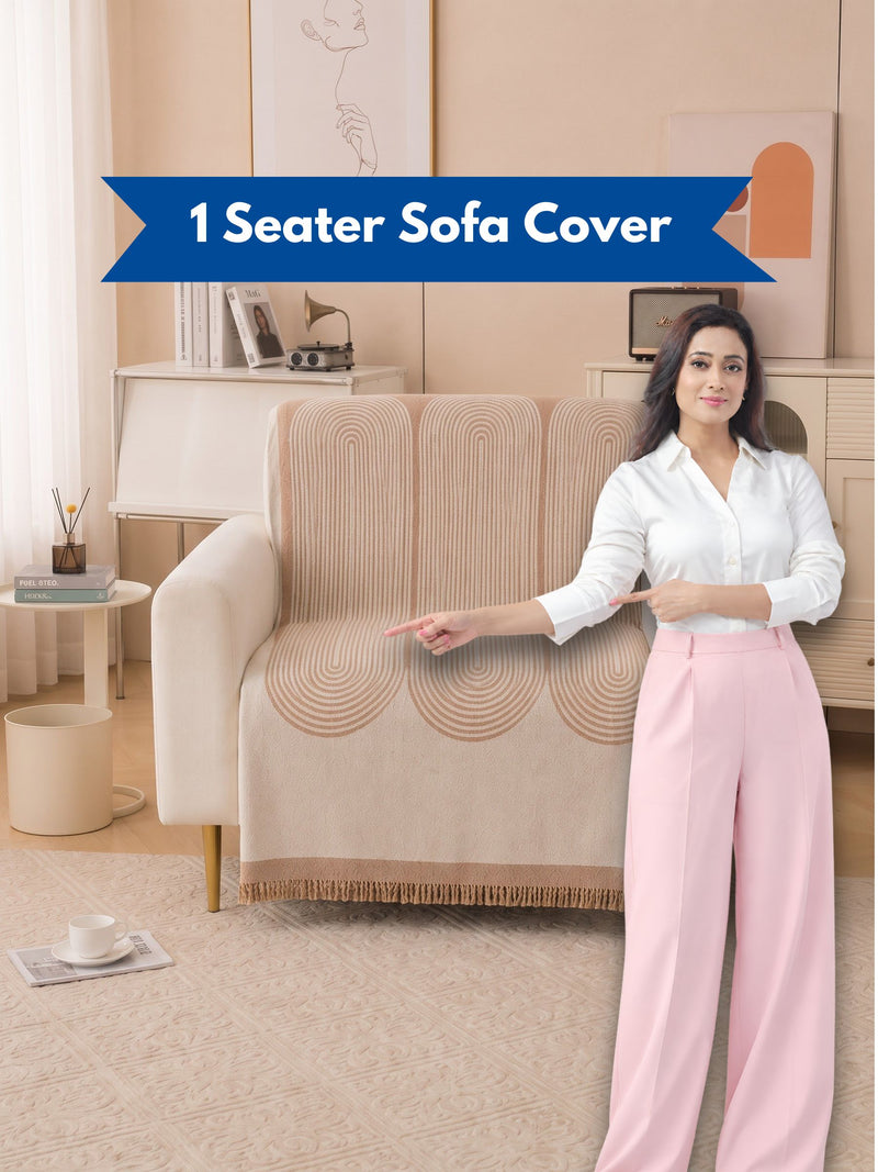 Luxury Aesthetic Boho Arch 1-Seater Sofa Runner Throw | Dust & Stain-Proof Single Armchair Protector