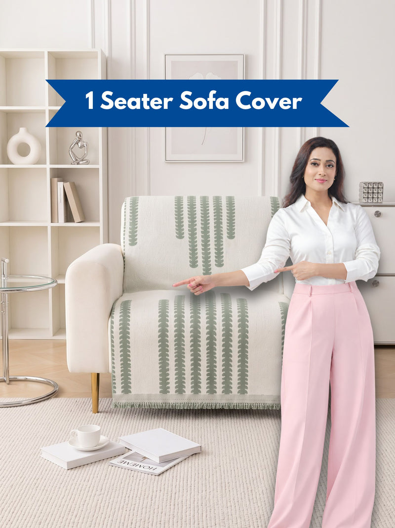 Luxury Modern Jacquard 1-Seater Sofa Runner Throw | Dust & Stain-Proof Single Armchair Protector