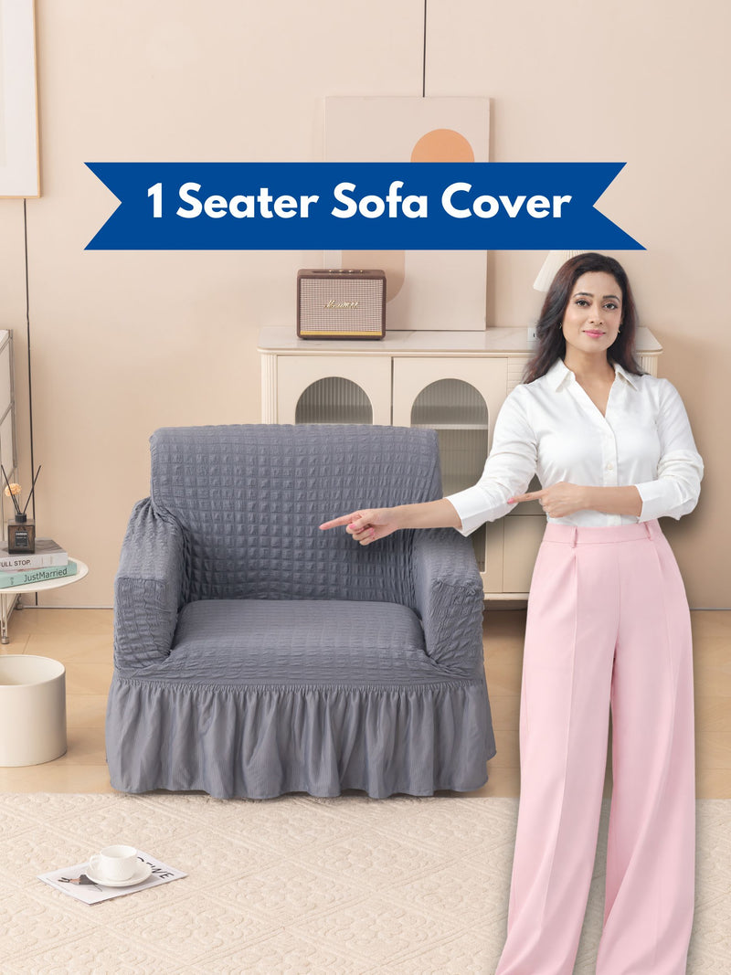 1 Seater Stretchable Sofa Cover | Premium Fitted Single Sofa Cover | Washable & Easy Fit
