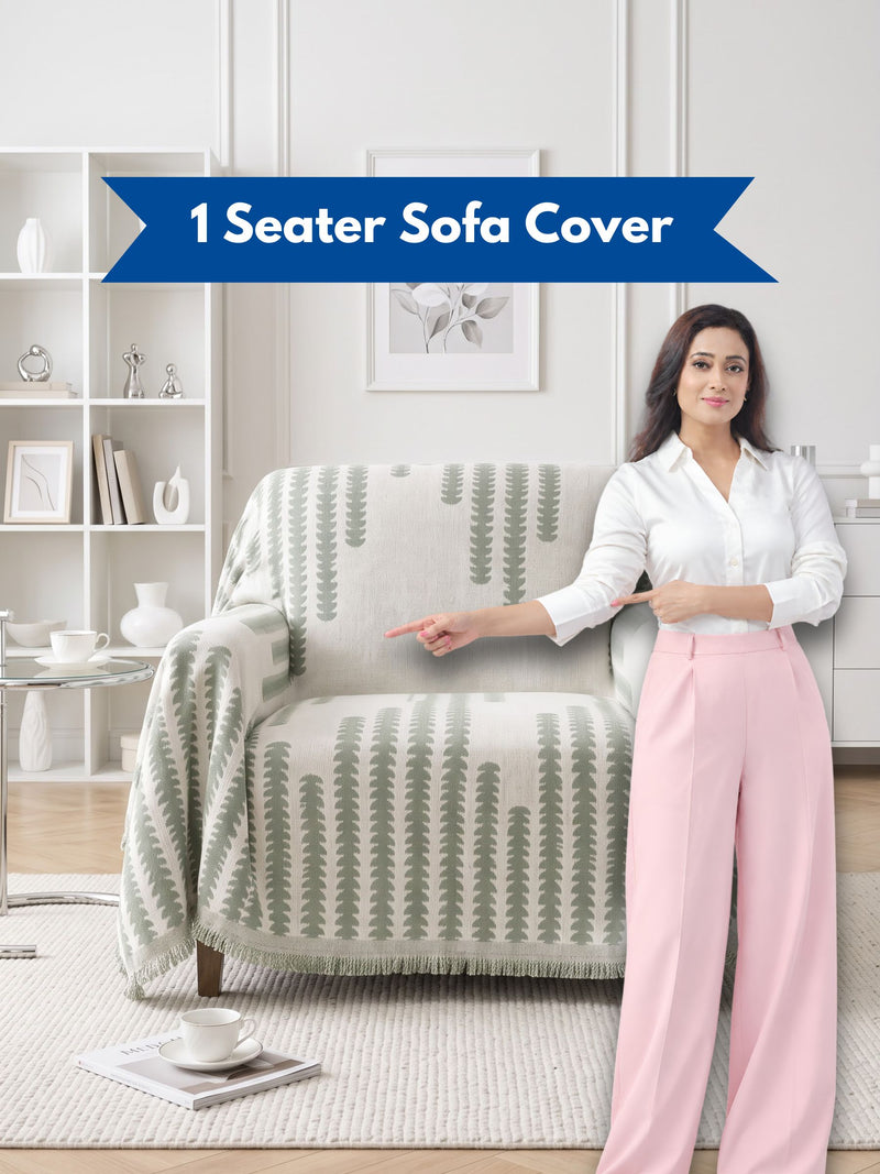 Luxury Modern Jacquard 1-Seater Sofa Protector Throw | Dust & Pet-Proof Single Armchair Cover