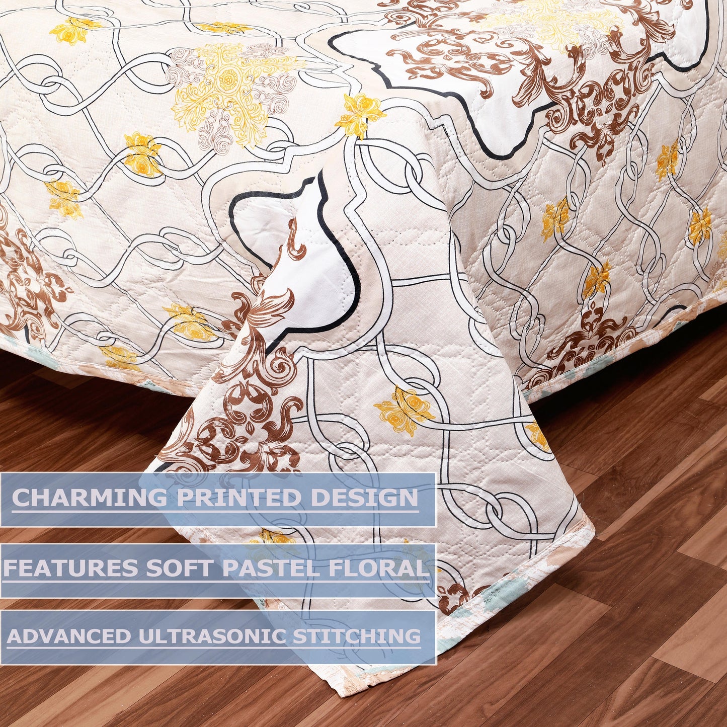 Premium Reversible Comforter for AC | Soft, Breathable & Fade-Resistant Bedding Set Beige Brown Royal Print