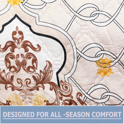 Premium Reversible Comforter for AC | Soft, Breathable & Fade-Resistant Bedding Set Beige Brown Royal Print